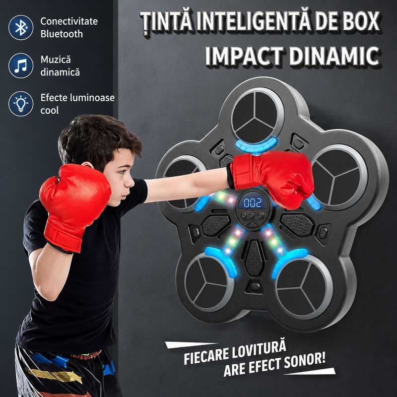 Jucarii, Copii si Bebe - Jucarii si jocuri - Jucarii & jocuri educative - Jucarii interactive - Jucarie Interactiva de Box pentru Copii, Tinta Electronica Inteligenta, 5 Zone de Lovire - Infinity.ro