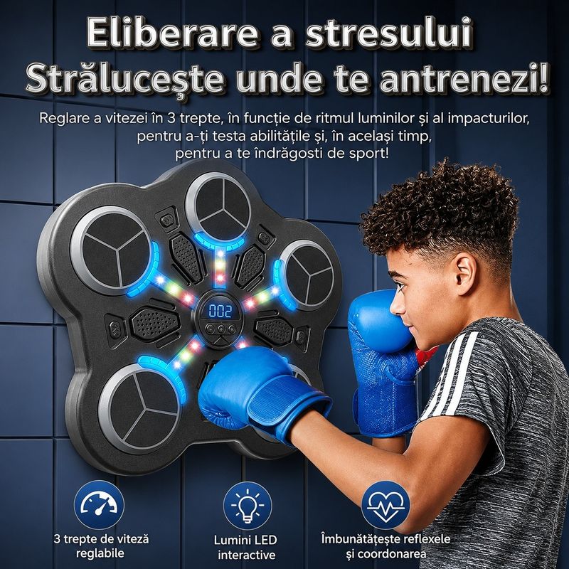 Jucarii, Copii si Bebe - Jucarii si jocuri - Jucarii & jocuri educative - Jucarii interactive - Jucarie Interactiva de Box pentru Copii, Tinta Electronica Inteligenta, 5 Zone de Lovire - Infinity.ro