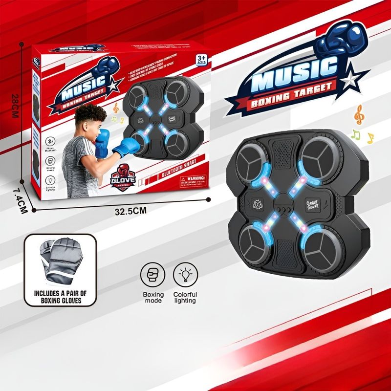 Jucarii, Copii si Bebe - Jucarii si jocuri - Jucarii & jocuri educative - Jucarii interactive - Jucarie Interactiva de Box pentru Copii, Tinta Electronica cu Muzica si Lumini LED, 4 Zone de Lovire, Manusi Incluse - Infinity.ro