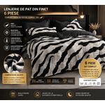 Casa si Gradina - Textile si covoare - Lenjerii de pat - Seturi de lenjerie - Lenjerie de Pat Matrimoniala din Finet, 6 Piese, Husa Pilota 200x230 cm, Cearceaf 220x240 cm, 4 Fete de Perna, Negru/Alb - Infinity.ro