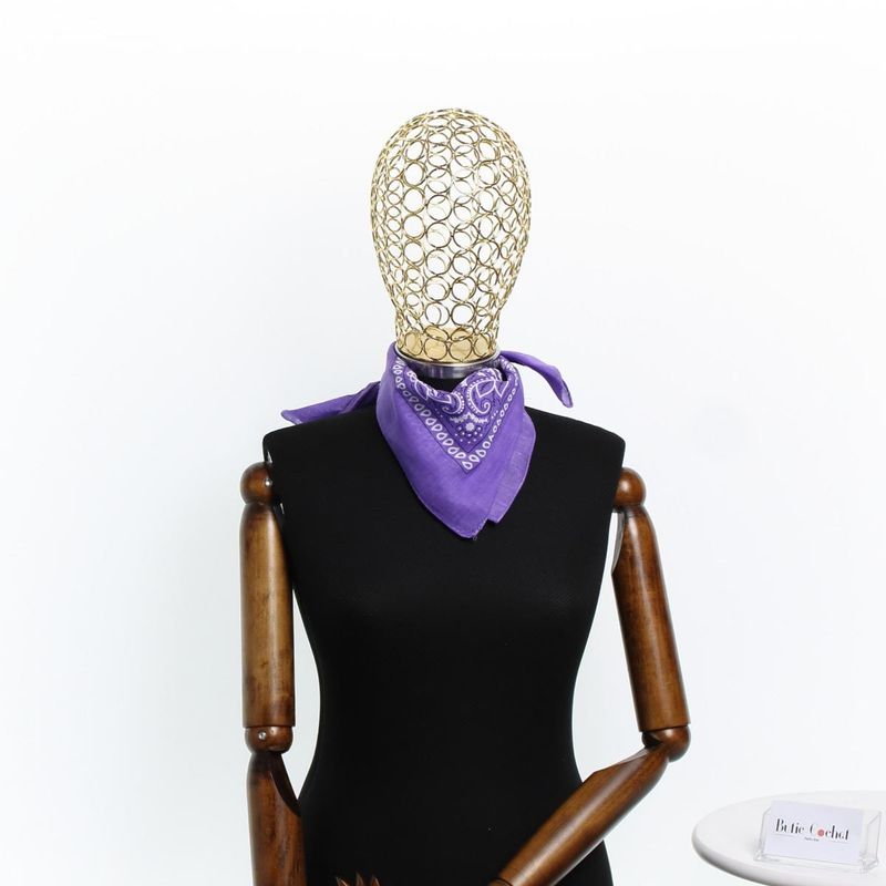 Fashion, accesorii si bijuterii - Femei - Accesorii femei - Esarfe si fulare femei - Bandana din bumbac, dimensiune 55 x 55 cm, imprimeu mandala, Buticcochet, Mov - ES2201 - Infinity.ro