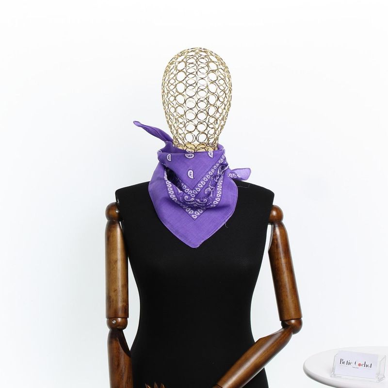 Fashion, accesorii si bijuterii - Femei - Accesorii femei - Esarfe si fulare femei - Bandana din bumbac, dimensiune 55 x 55 cm, imprimeu mandala, Buticcochet, Mov - ES2201 - Infinity.ro