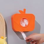 Casa si Gradina - Mobilier - Organizare si depozitare - Organizatoare pentru sertare si dulapuri - Suport Dispenser Pungi Plastic Forma de Mar Portocaliu cu Vizor Transparent, Montaj Fara Gaurire, 15x15 cm - Infinity.ro
