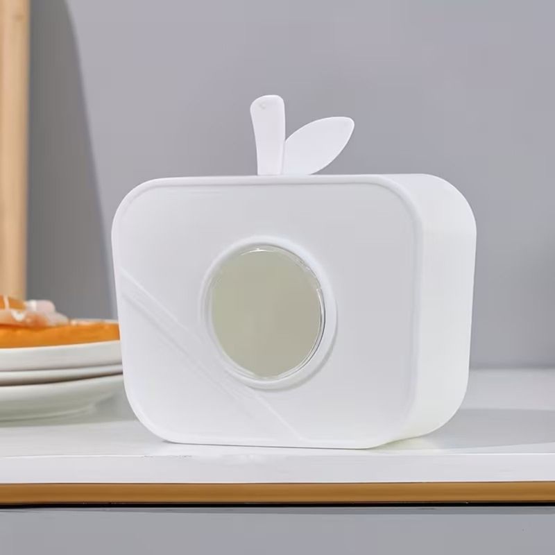 Casa si Gradina - Mobilier - Organizare si depozitare - Organizatoare pentru sertare si dulapuri - Suport Dispenser Pungi Plastic Forma de Mar Alb cu Vizor Transparent, Montaj Fara Gaurire, 15x15 cm - Infinity.ro