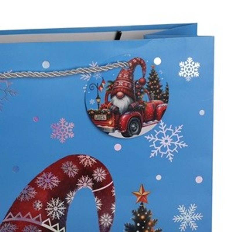 Market - Curatenie si intretinere casa - Produse bucatarie - Pungi si folii alimentare - Punga Cadou Craciun Gnome Camion Folie Argintie 30x12x42cm - Infinity.ro