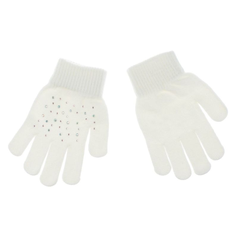 Fashion, accesorii si bijuterii - Copii - Accesorii copii - Manusi copii - Manusi Ecru cu Strass Holografic pentru Copii 6-10 Ani - Infinity.ro