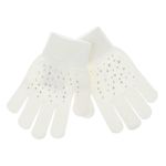 Fashion, accesorii si bijuterii - Copii - Accesorii copii - Manusi copii - Manusi Ecru cu Strass Holografic pentru Copii 6-10 Ani - Infinity.ro