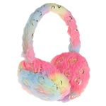 Sport si Outdoor - Ciclism - Accesorii pentru biciclete - Aparatori biciclete - Aparatoare de urechi cu blana artificiala rainbow, decorate cu inimioare aurii, pentru fete - Infinity.ro