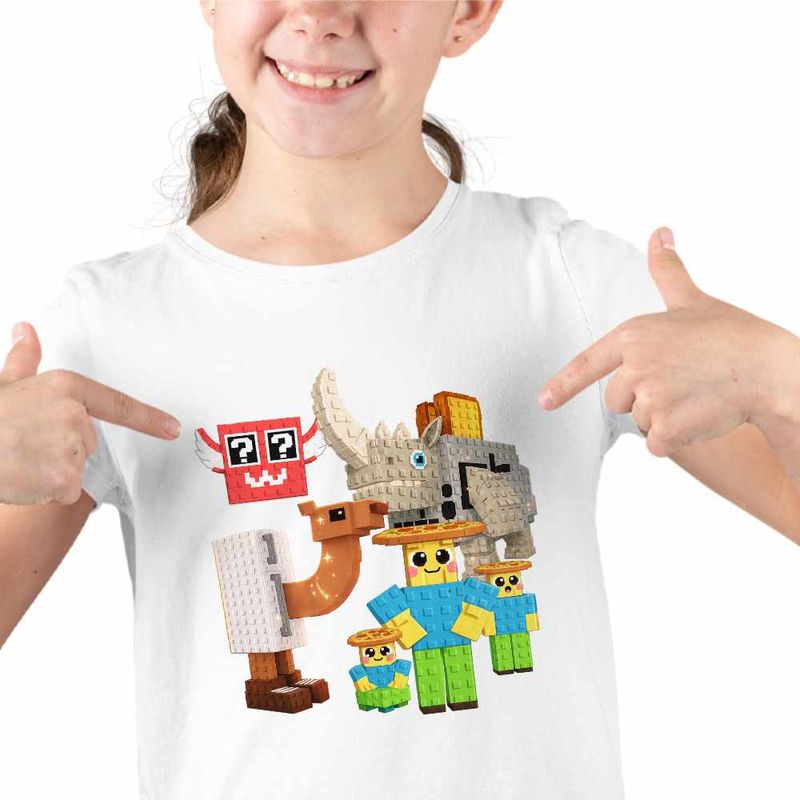 Fashion, accesorii si bijuterii - Copii - Imbracaminte copii - Tricouri copii - Tricou Copii Fete Steal a Brainrot Noobinis Roblox Meme, alb, marime L Copii - Infinity.ro