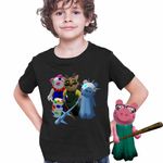Fashion, accesorii si bijuterii - Copii - Imbracaminte copii - Tricouri copii - Tricou Copii Baieti Roblox Piggy Frostiggy, negru, marime M Copii - Infinity.ro