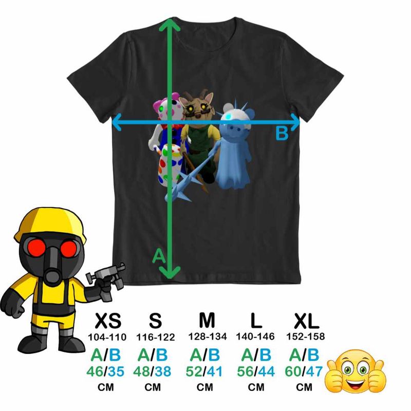 Fashion, accesorii si bijuterii - Copii - Imbracaminte copii - Tricouri copii - Tricou Copii Baieti Roblox Piggy Frostiggy, negru, marime M Copii - Infinity.ro