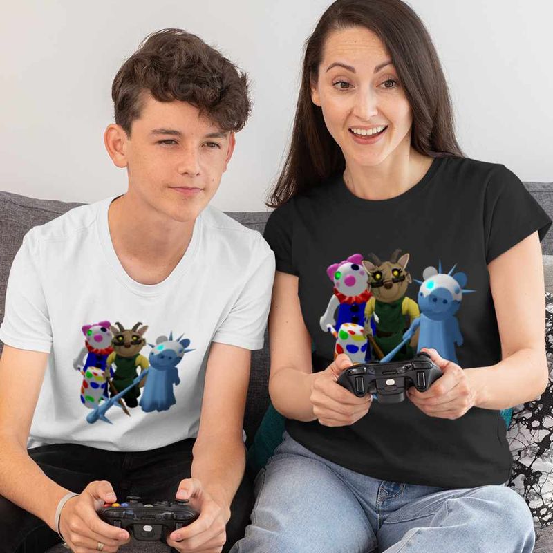 Fashion, accesorii si bijuterii - Copii - Imbracaminte copii - Tricouri copii - Tricou Copii Baieti Roblox Piggy Frostiggy, negru, marime M Copii - Infinity.ro