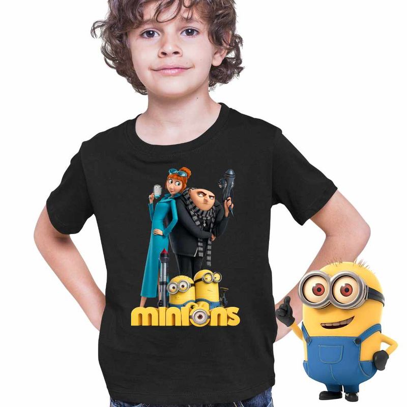 Fashion, accesorii si bijuterii - Copii - Imbracaminte copii - Tricouri copii - Tricou Copii Baieti Despicable Minions Family Minioni, negru, marime M Copii - Infinity.ro