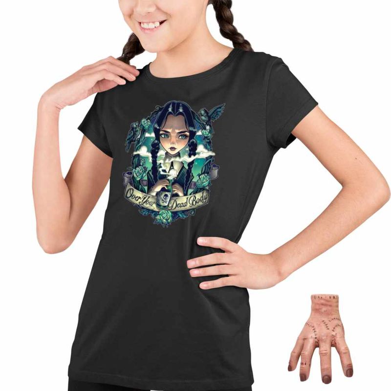 Fashion, accesorii si bijuterii - Copii - Imbracaminte copii - Tricouri copii - Tricou Copii Fete Familia Addams Wednesday Over Your Dead Body Horror Halloween CoolTrend, negru, marime S Copii - Infinity.ro