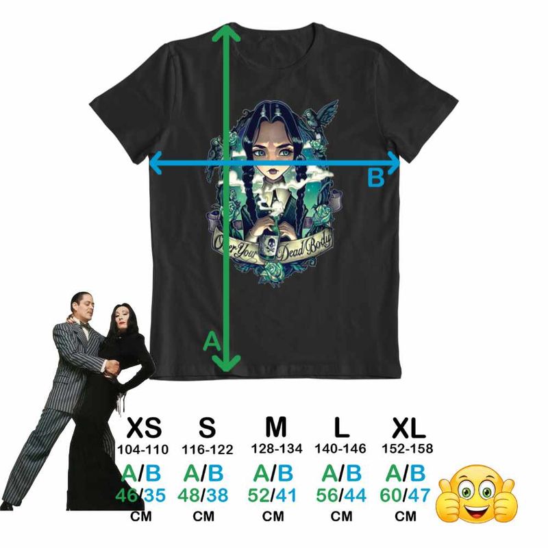 Fashion, accesorii si bijuterii - Copii - Imbracaminte copii - Tricouri copii - Tricou Copii Fete Familia Addams Wednesday Over Your Dead Body Horror Halloween CoolTrend, negru, marime S Copii - Infinity.ro