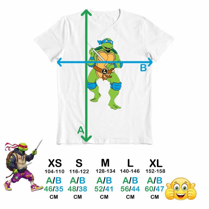 Fashion, accesorii si bijuterii - Copii - Imbracaminte copii - Tricouri copii - Tricou Copii Baieti Testoasele Ninja Leonardo Sabii, alb, marime L Copii - Infinity.ro
