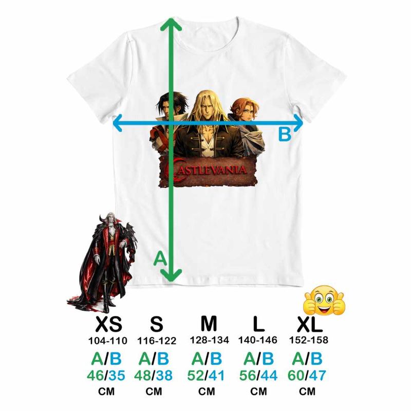 Fashion, accesorii si bijuterii - Copii - Imbracaminte copii - Tricouri copii - Tricou Copii Fete Castlevania Trevor Alucard Sypha, alb, marime S Copii - Infinity.ro