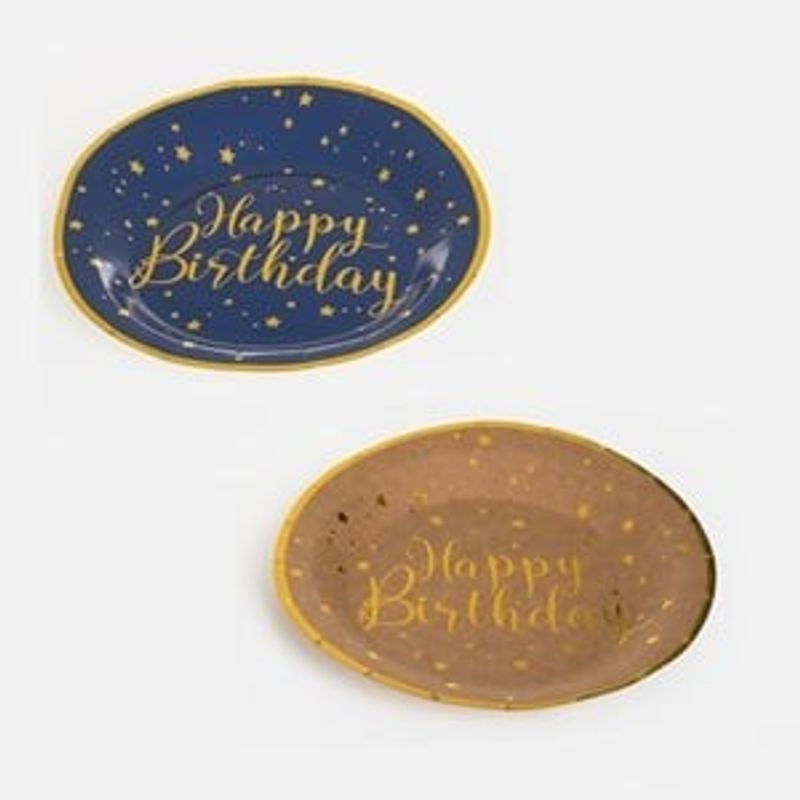 Casa si Gradina - Bucatarie si vesela - Vesela si tacamuri - Farfurii si boluri - Set de 6 Farfurii de Petrecere Kraft Albastru cu Stele Aurii - Infinity.ro