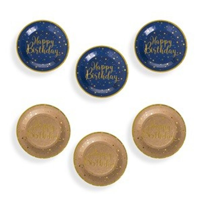 Casa si Gradina - Bucatarie si vesela - Vesela si tacamuri - Farfurii si boluri - Set de 6 Farfurii de Petrecere Kraft Albastru cu Stele Aurii - Infinity.ro