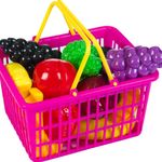 Jucarii, Copii si Bebe - Jucarii si jocuri - Jucarii de rol - Set joaca supermarket - Set Jucarie Supermarket cu Cos si Fructe, 18 buc, Multicolor - Infinity.ro