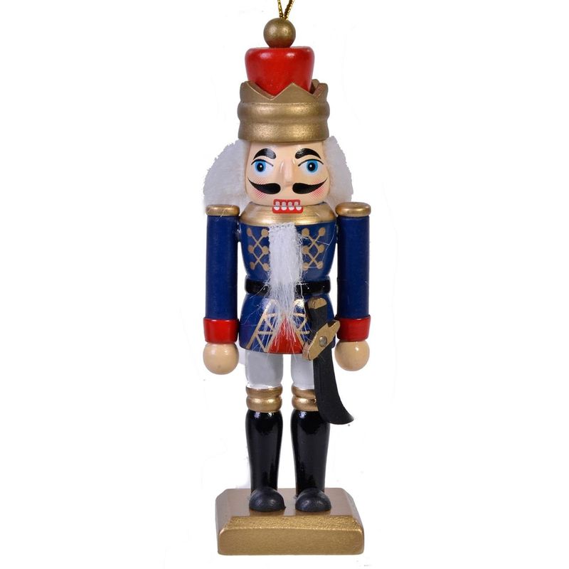 Casa si Gradina - Decoratiuni - Obiecte decorative - Accesorii decorative - Soldat din Lemn Decorativ de Craciun Suspendabil Uniforma Albastra 13cm - Infinity.ro