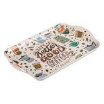Casa si Gradina - Bucatarie si vesela - Ustensile bucatarie - Tavi servire - Tava de servit ecru cu model boabe de cafea si mesaj inspirational, 21x14.5x1.5 cm - Infinity.ro