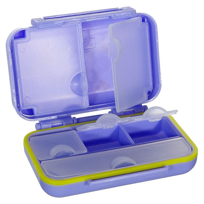 Ingrijire personala si Cosmetice - Manichiura si pedichiura - Pile cosmetice - Cutie organizatoare pentru pastile, 6 compartimente, 10x7x3 cm, mov - Infinity.ro