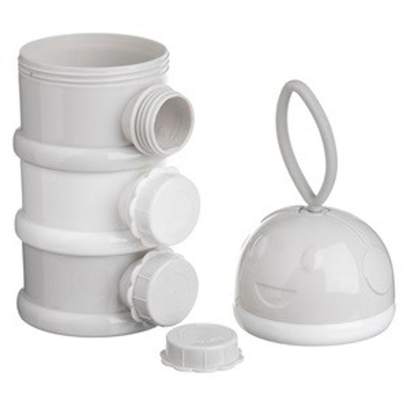 Jucarii, Copii si Bebe - Hrana si alaptare - Biberoane, suzete si accesorii hranire - Biberoane, tetine si accesorii - Dozator lapte praf cu 3 compartimente, Gri, Maner silicon - Infinity.ro