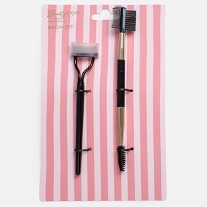 Ingrijire personala si Cosmetice - Machiaj - Aplicatoare si pensule machiaj - Set de Periute pentru Sprancene, 2 bucati, Dublu-cap, Negru si Auriu - Infinity.ro