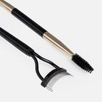 Ingrijire personala si Cosmetice - Machiaj - Aplicatoare si pensule machiaj - Set de Periute pentru Sprancene, 2 bucati, Dublu-cap, Negru si Auriu - Infinity.ro