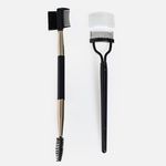 Ingrijire personala si Cosmetice - Machiaj - Aplicatoare si pensule machiaj - Set de Periute pentru Sprancene, 2 bucati, Dublu-cap, Negru si Auriu - Infinity.ro