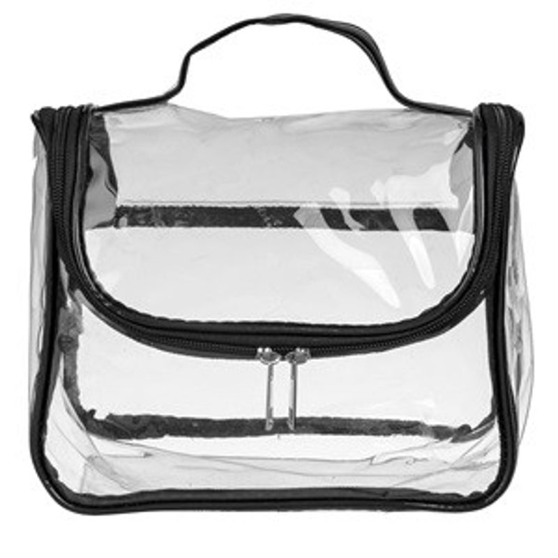 Ingrijire personala si Cosmetice - Machiaj - Portfarduri si genti cosmetice - Portfard transparent cu maner, 22,5x11x21 cm - Infinity.ro
