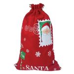 Carti si Birotica - Birotica - Articole ambalare - Sac de cadouri din iuta, Rosu, 53x78cm, cu imprimeu Mos Craciun - Infinity.ro