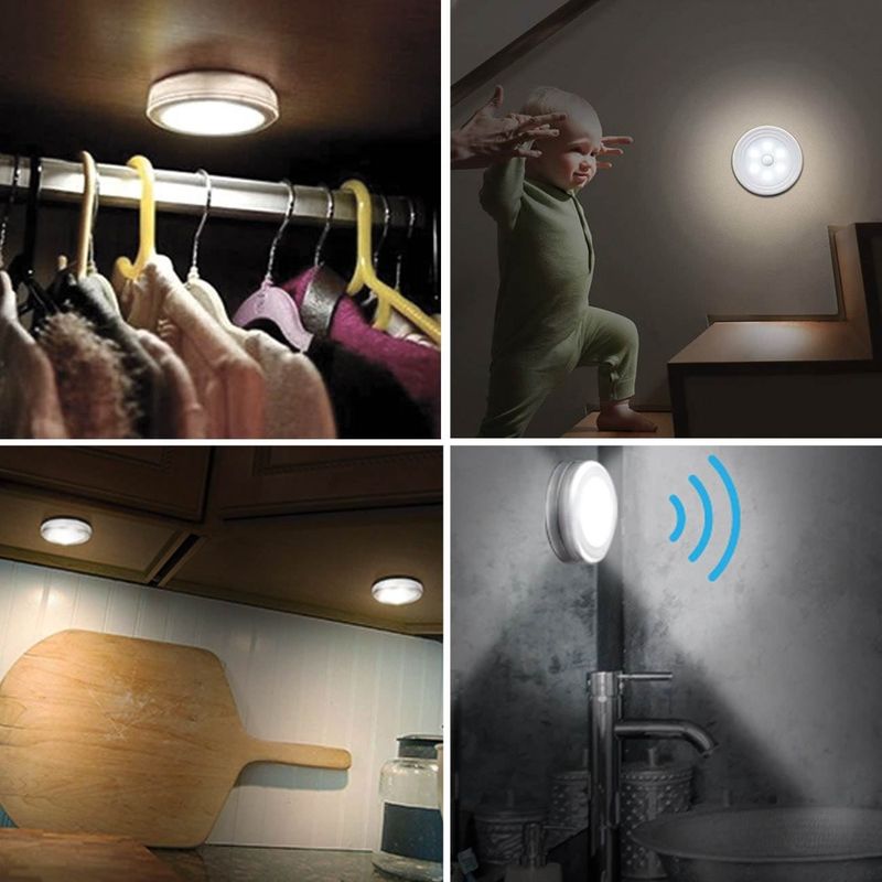 Casa si Gradina - Corpuri si surse de iluminat - Iluminat exterior - Lampi solare - Set 2 Lampi LED cu Senzor de Miscare, Albe, Plastic, Functioneaza pe Baterii - Infinity.ro
