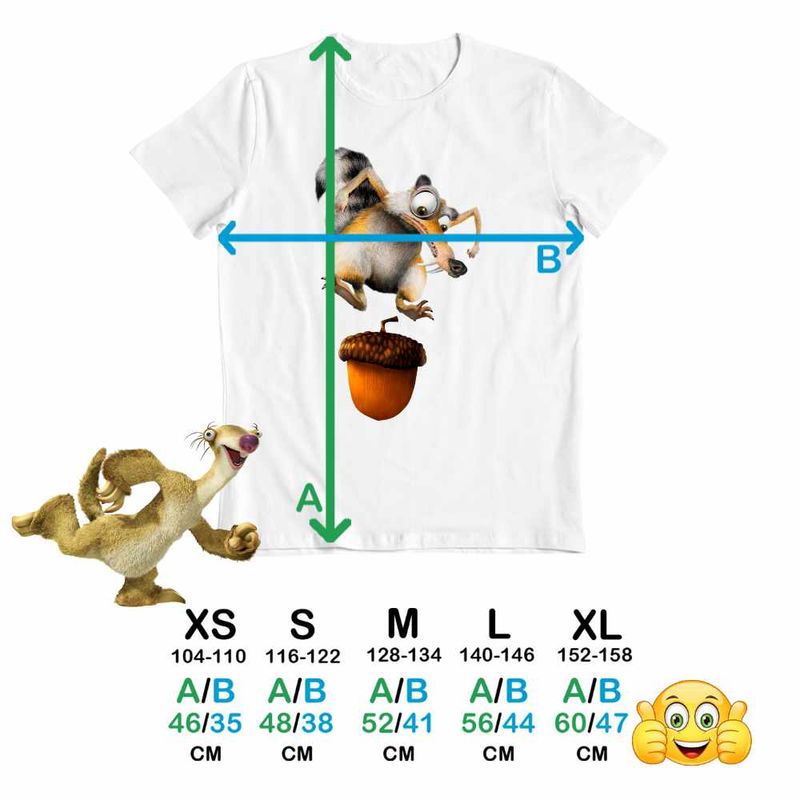 Fashion, accesorii si bijuterii - Copii - Imbracaminte copii - Tricouri copii - Tricou Copii Baieti Ice Age Scrat Veverita, alb, marime XS Copii - Infinity.ro