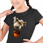 Fashion, accesorii si bijuterii - Copii - Imbracaminte copii - Tricouri copii - Tricou Copii Fete Ice Age Scrat Veverita, negru, marime L Copii - Infinity.ro