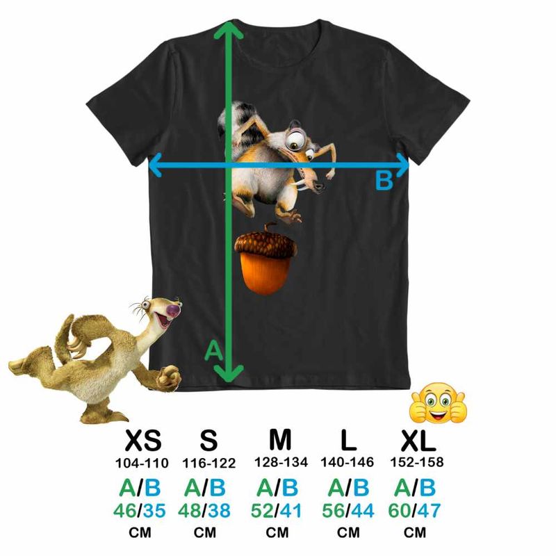 Fashion, accesorii si bijuterii - Copii - Imbracaminte copii - Tricouri copii - Tricou Copii Fete Ice Age Scrat Veverita, negru, marime L Copii - Infinity.ro