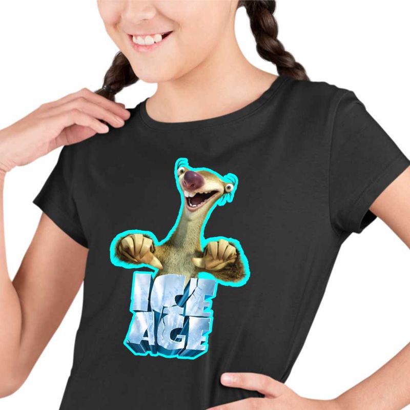 Fashion, accesorii si bijuterii - Copii - Imbracaminte copii - Tricouri copii - Tricou Copii Fete Ice Age Sid Adventures, negru, marime S Copii - Infinity.ro