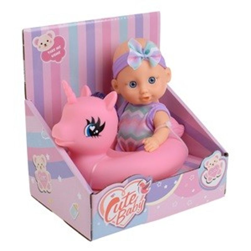 Jucarii, Copii si Bebe - Jucarii si jocuri - Papusi si accesorii - Papusi - Papusa Unicorn Roz cu Colac de Salvare Detasabil pentru Bebelus - Infinity.ro