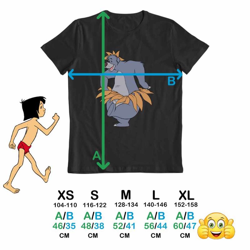 Fashion, accesorii si bijuterii - Copii - Imbracaminte copii - Tricouri copii - Tricou Copii Baieti Cartea Junglei Baloo, negru, marime XL Copii - Infinity.ro