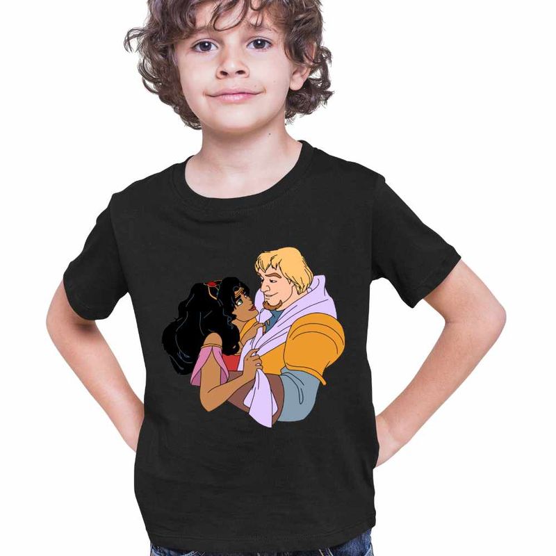 Fashion, accesorii si bijuterii - Copii - Imbracaminte copii - Tricouri copii - Tricou Copii Baieti Cocosatul de la Notre-Dame Esmeralda Phoebus, negru, marime M Copii - Infinity.ro