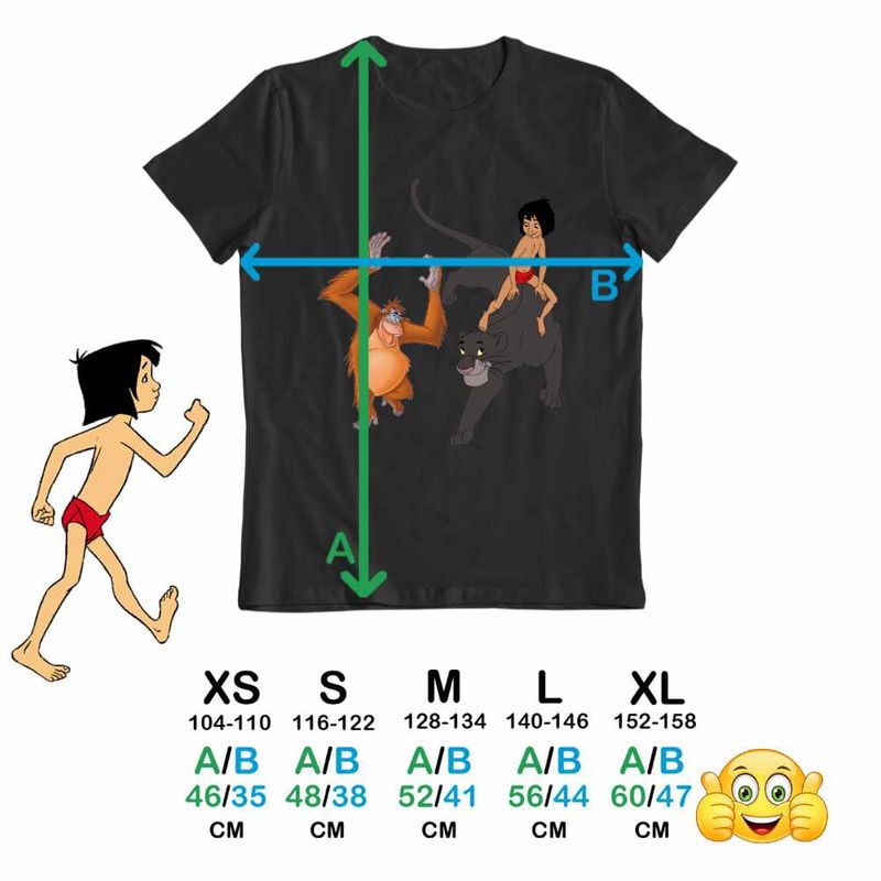 Fashion, accesorii si bijuterii - Copii - Imbracaminte copii - Tricouri copii - Tricou Copii Baieti Cartea Junglei Bagheera Mowgli King Louie, negru, marime S Copii - Infinity.ro