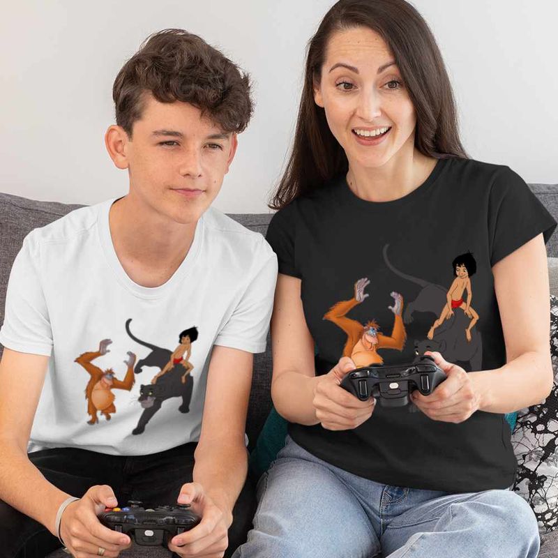 Fashion, accesorii si bijuterii - Copii - Imbracaminte copii - Tricouri copii - Tricou Copii Baieti Cartea Junglei Bagheera Mowgli King Louie, negru, marime S Copii - Infinity.ro