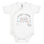 Fashion, accesorii si bijuterii - Copii - Imbracaminte copii - Body-uri copii - Body din Bumbac cu Maneca Scurta pentru Bebelusi, Alb cu Print - Infinity.ro
