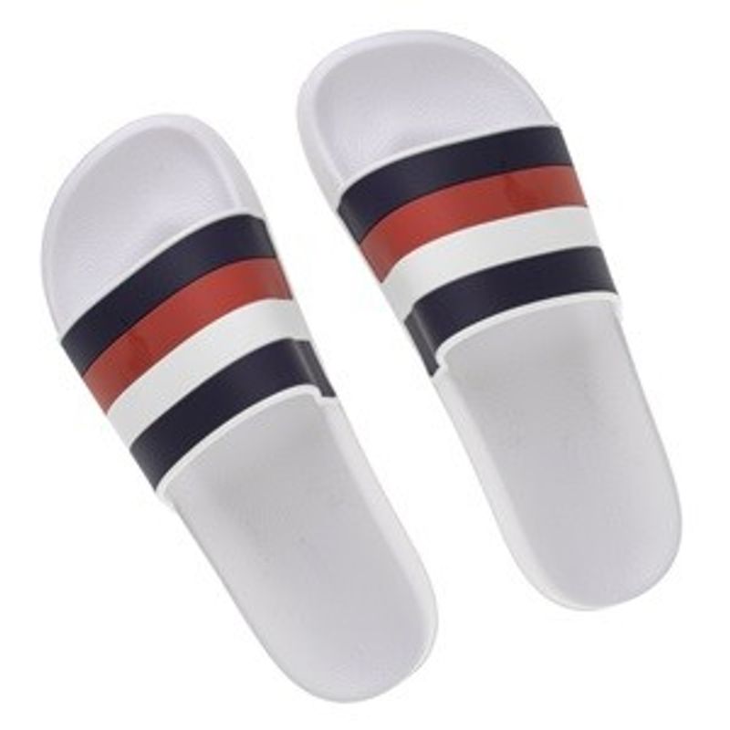 Fashion, accesorii si bijuterii - Barbati - Incaltaminte barbati - Slapi si papuci barbati - Papuci de plaja pentru barbati, Albi cu dungi rosii, albastre si albe - Infinity.ro
