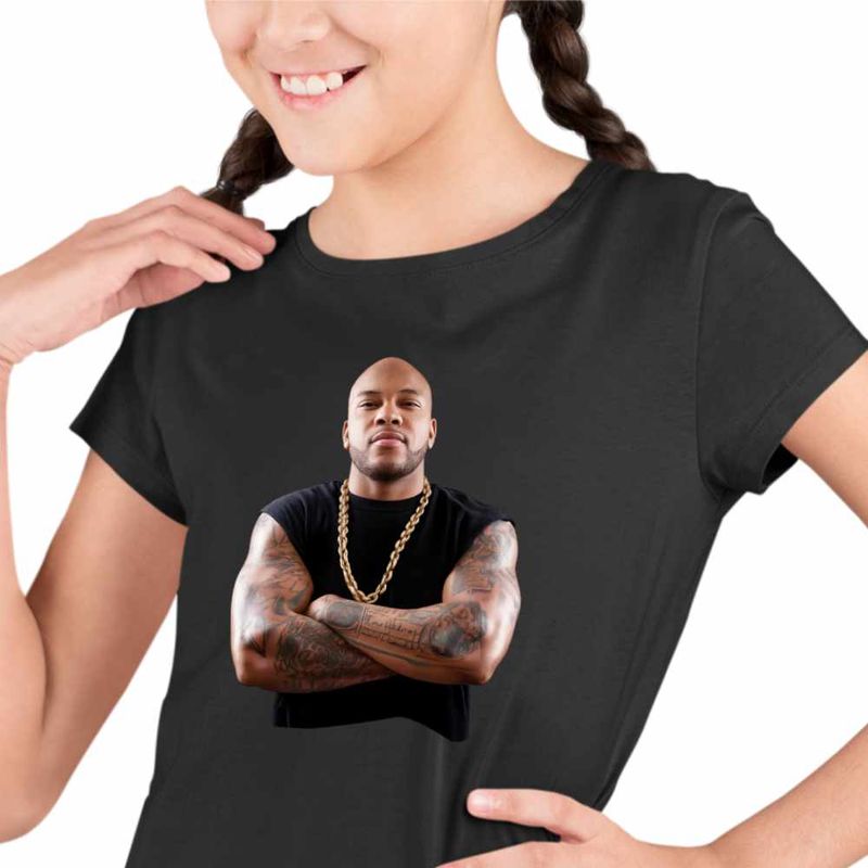 Fashion, accesorii si bijuterii - Copii - Imbracaminte copii - Tricouri copii - Tricou Copii Fete Flo Rida Low, negru, marime L Copii - Infinity.ro