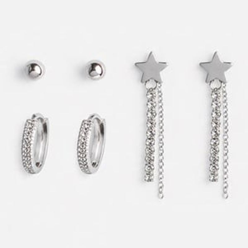 Electronice si Electrocasnice - Aragazuri, cuptoare si hote - Cuptoare - Cuptoare cu microunde - Cercei tip stud cu strasuri, 3 perechi, Argintiu - Infinity.ro