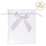 Carti si Birotica - Birotica - Articole ambalare - Saculete Cadou din Organza Albe cu Fundita 15x19cm - Infinity.ro