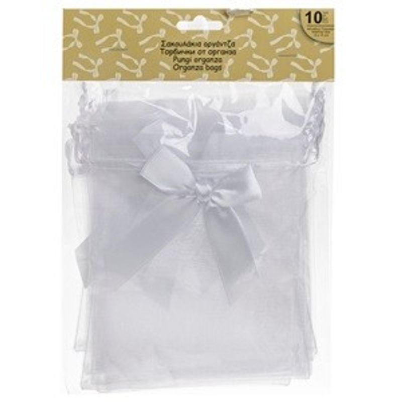 Carti si Birotica - Birotica - Articole ambalare - Saculete Cadou din Organza Albe cu Fundita 15x19cm - Infinity.ro