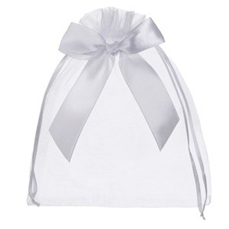 Carti si Birotica - Birotica - Articole ambalare - Saculete Cadou din Organza Albe cu Fundita 15x19cm - Infinity.ro
